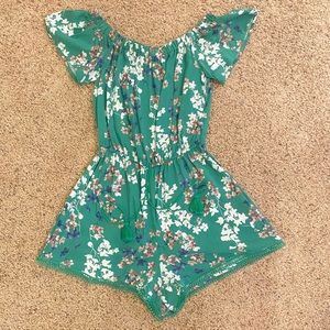 Green floral romper